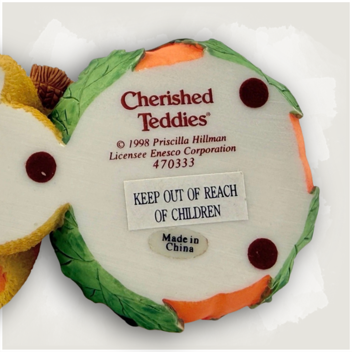 Vintage Cherished Teddies Pumpkin Candle Holder – Enesco 1998