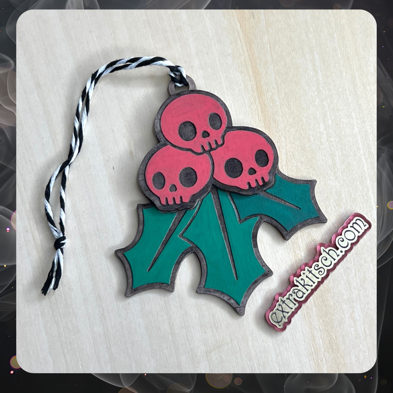 Creepmas Holly Skulls Ornament