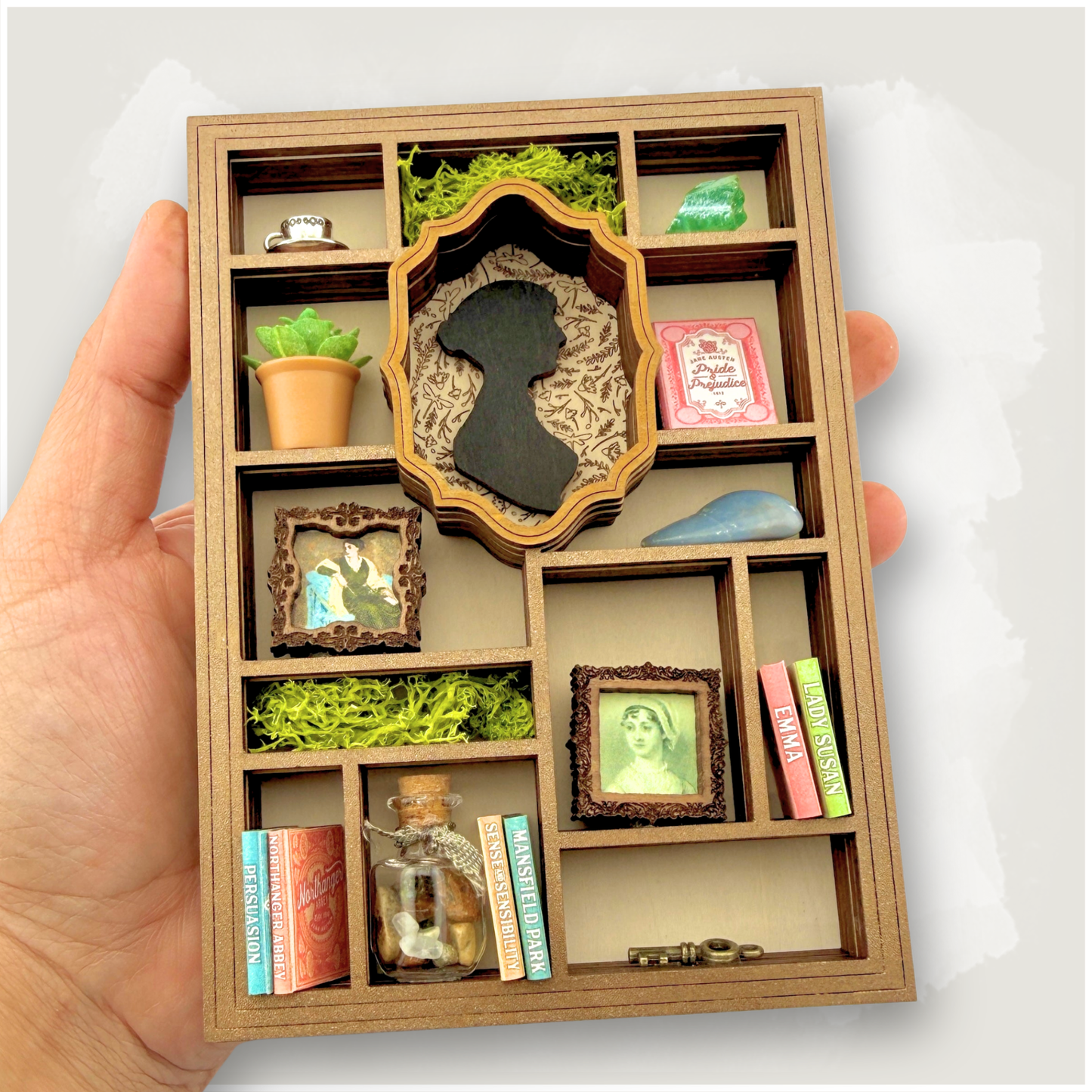 Miniature Jane Austen Curio Library Bookshelf