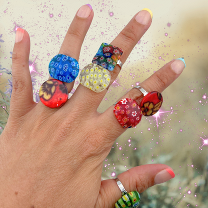 Glass Flower Rings