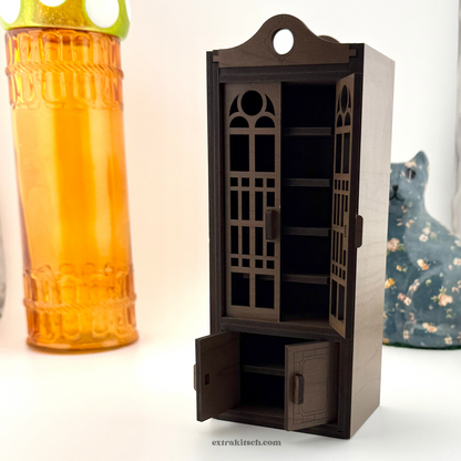 Miniature Book Nook Cabinet – Haunted Bookshelf Curio Display