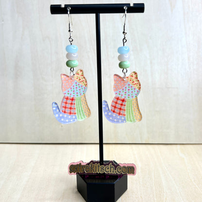 Patchwork Kitty Earrings