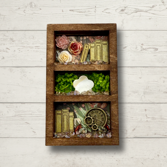 Mini Bookshelf Magnet – Handmade Laser Cut Wood Art