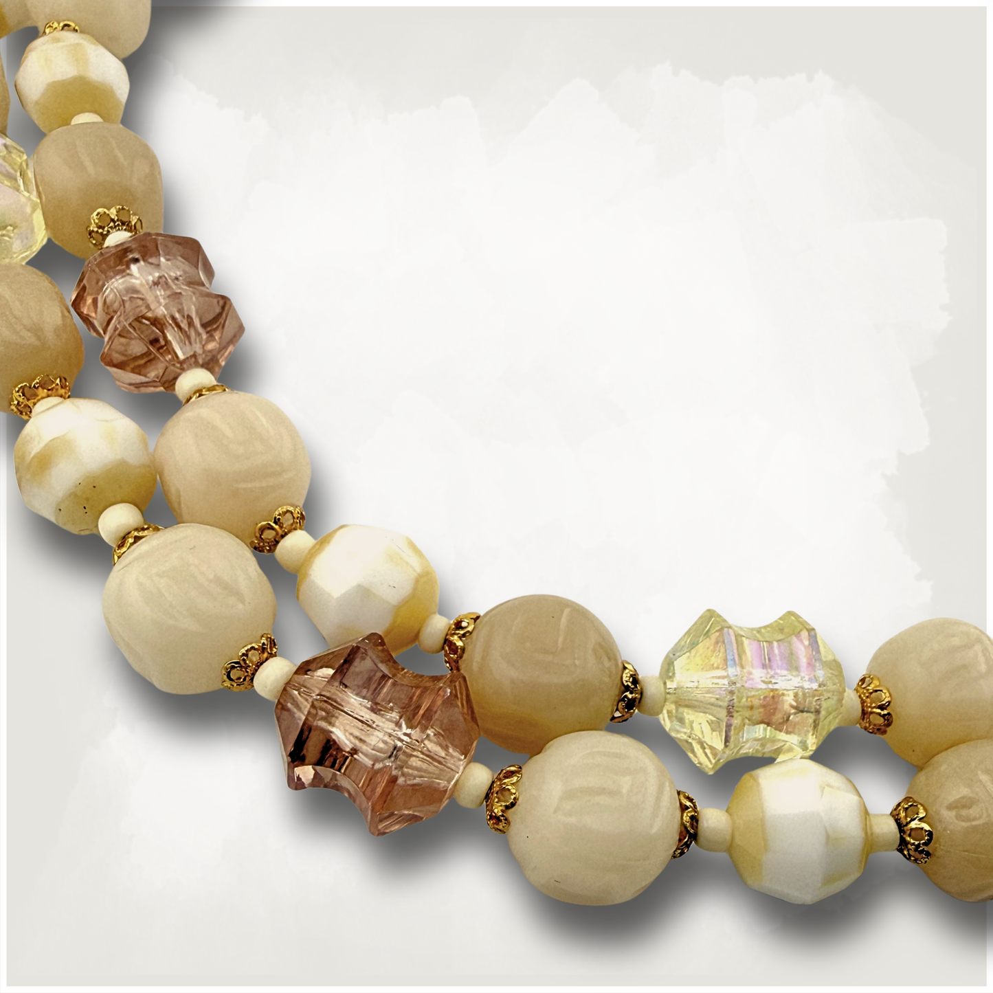 Vintage AB Glass Beaded Necklace - West Germany