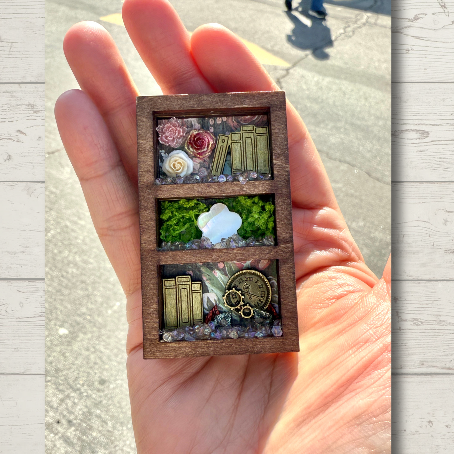 Mini Bookshelf Magnet – Handmade Laser Cut Wood Art