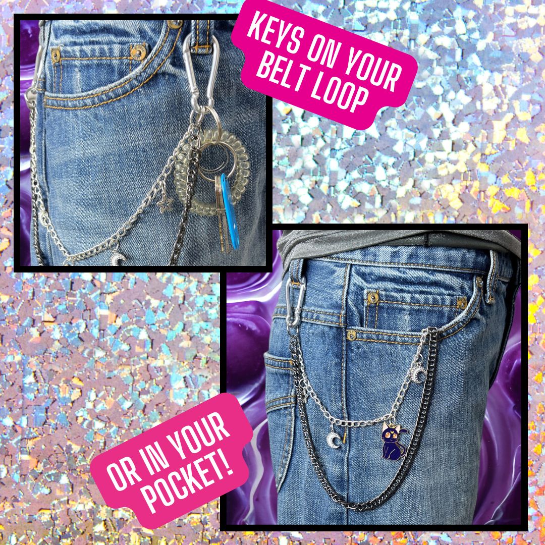 Luna Kitty Double Pocket Key Chain