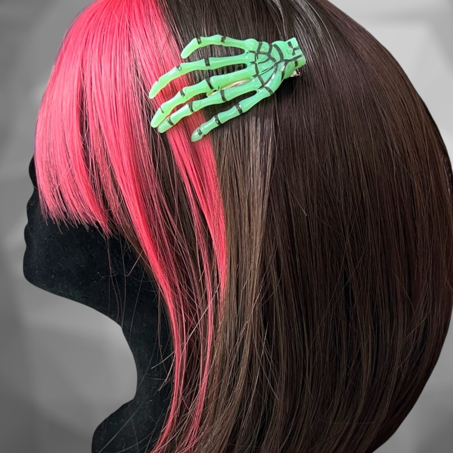 Green Skeleton Hand Hair Clips