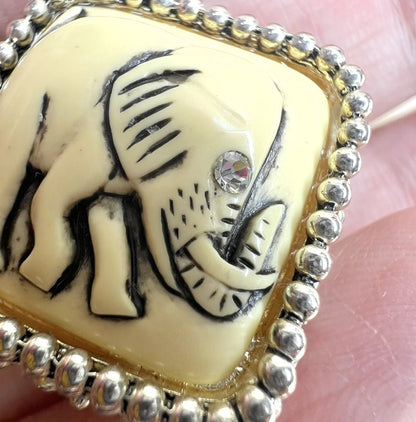 Vintage Lucky Elephant Clip-On Earrings