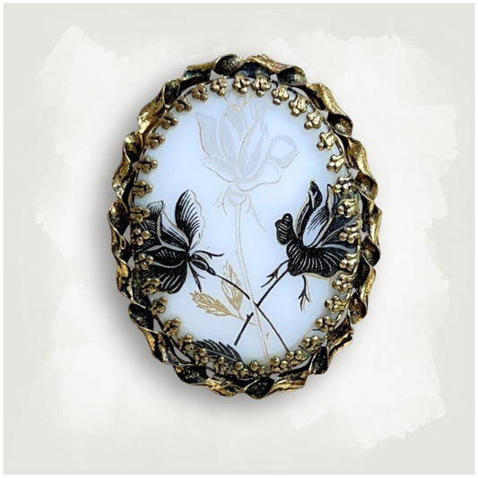 Vintage West Germany Cameo Style Floral Brooch