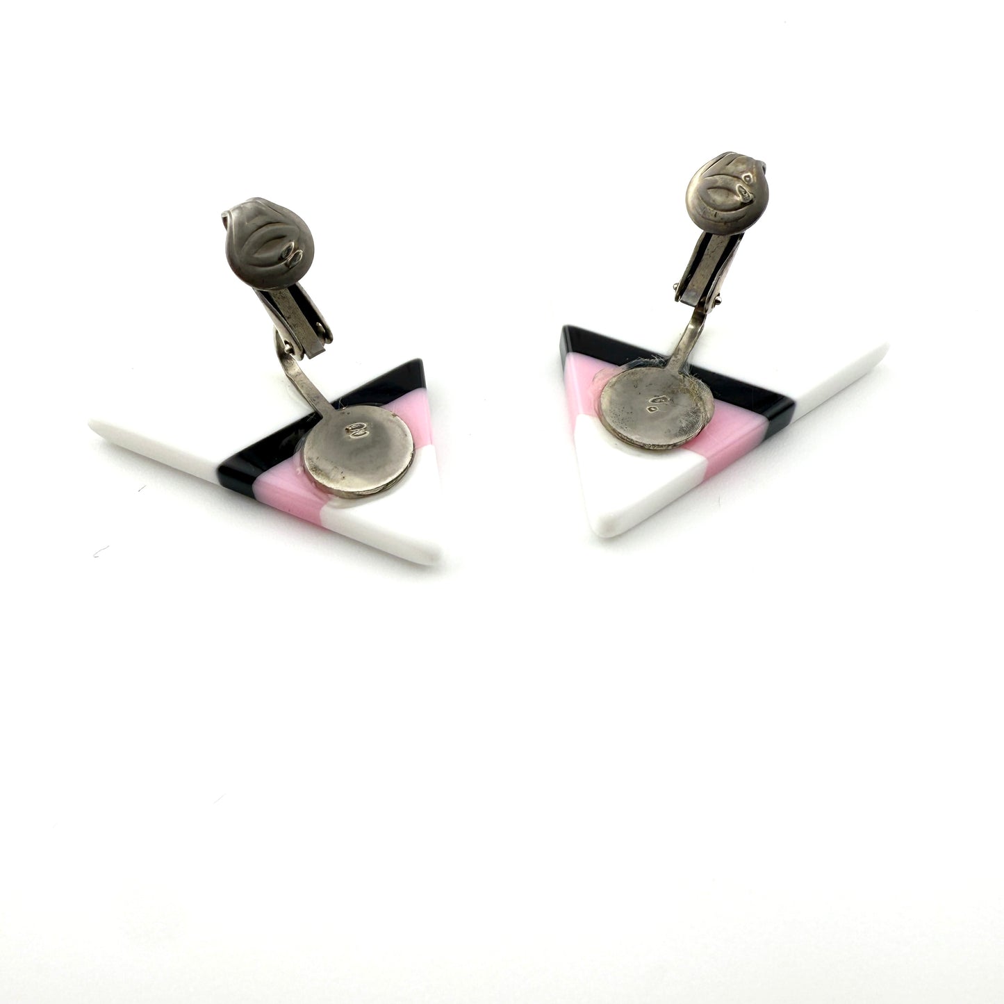 Vintage Mod Triangle Lucite Clip-On Earrings