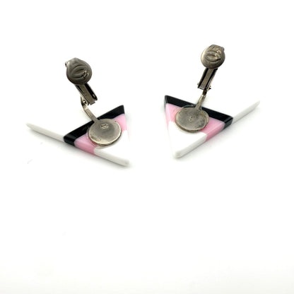 Vintage Mod Triangle Lucite Clip-On Earrings