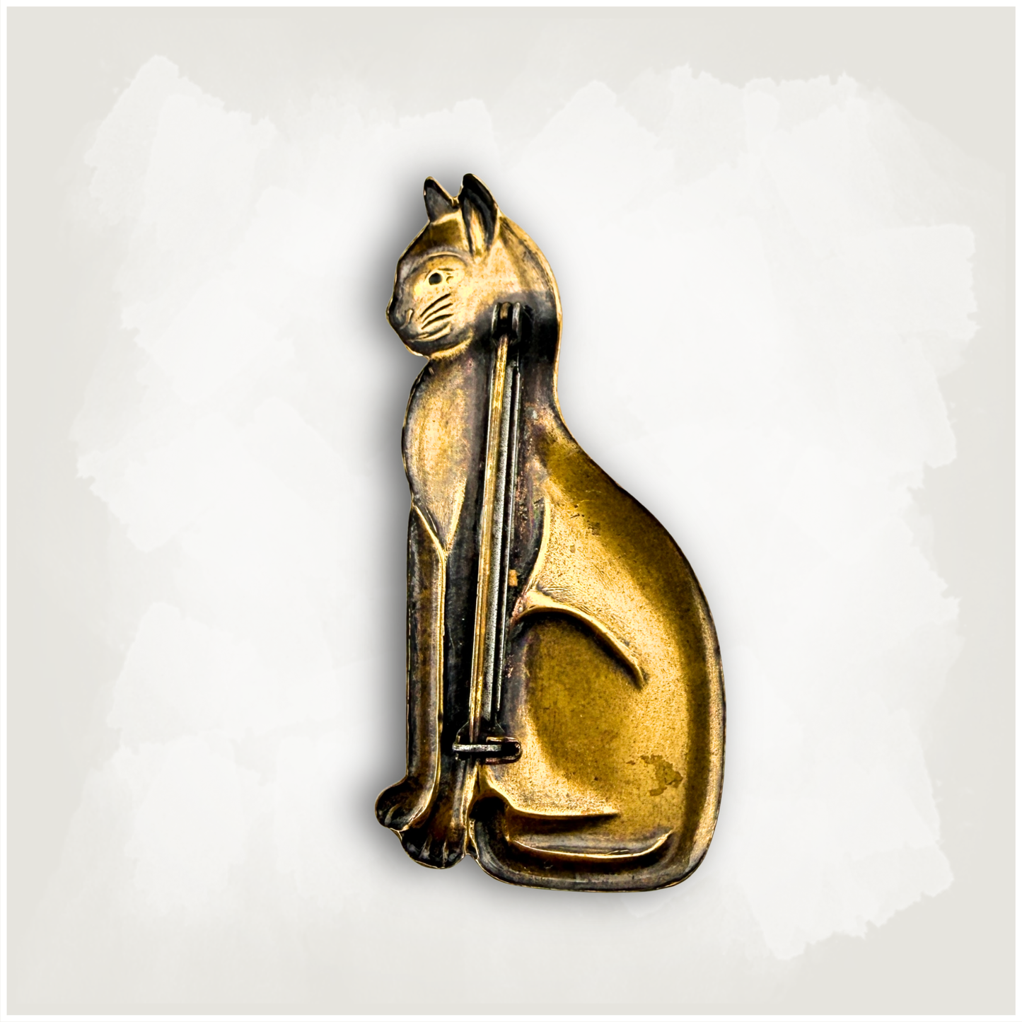 Vintage Egyptian Style Cat Brooch