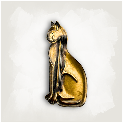 Vintage Egyptian Style Cat Brooch