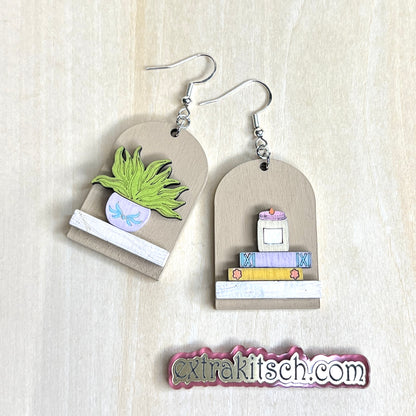 Succulent Bookshelf Earrings