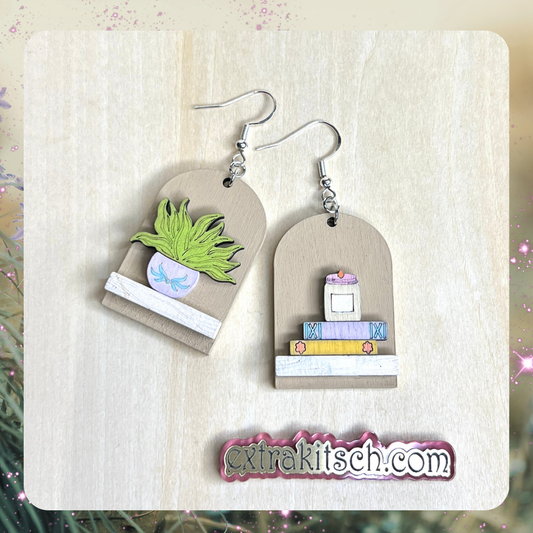 Succulent Bookshelf Earrings