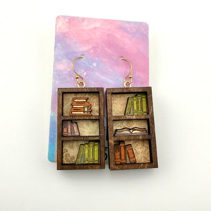 Mini Bookshelf Earrings – Book Lover Jewelry
