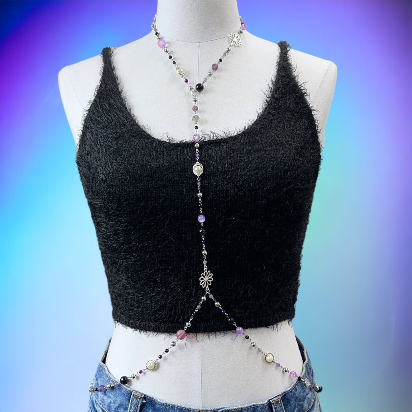 Purple Daisy Beaded Body Chain