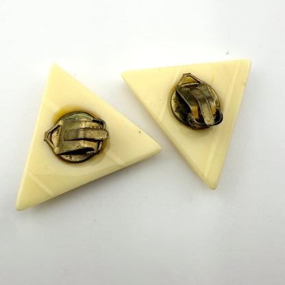 Vintage Geometric Lucite Clip On Earrings