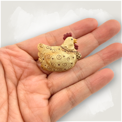 Vintage Suzi Skoglund Chicken / Hen Folk Art Brooch