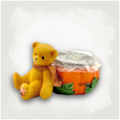 Vintage Cherished Teddies Pumpkin Candle Holder – Enesco 1998