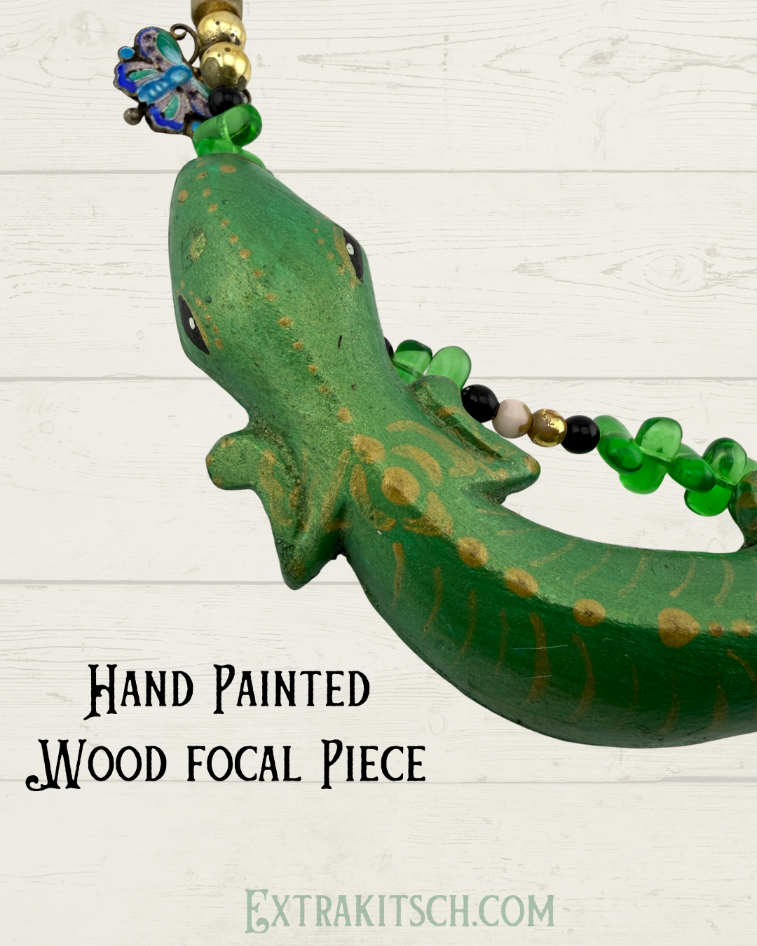 Vintage Tropical Lizard Statement Necklace