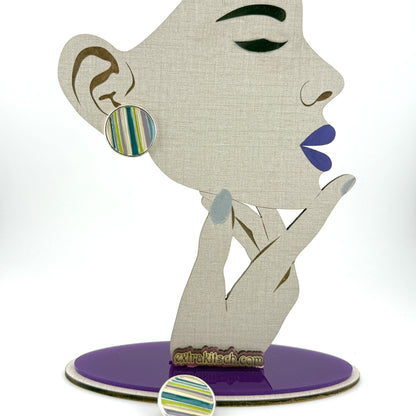 Vintage Enamel Striped Clip On Earrings