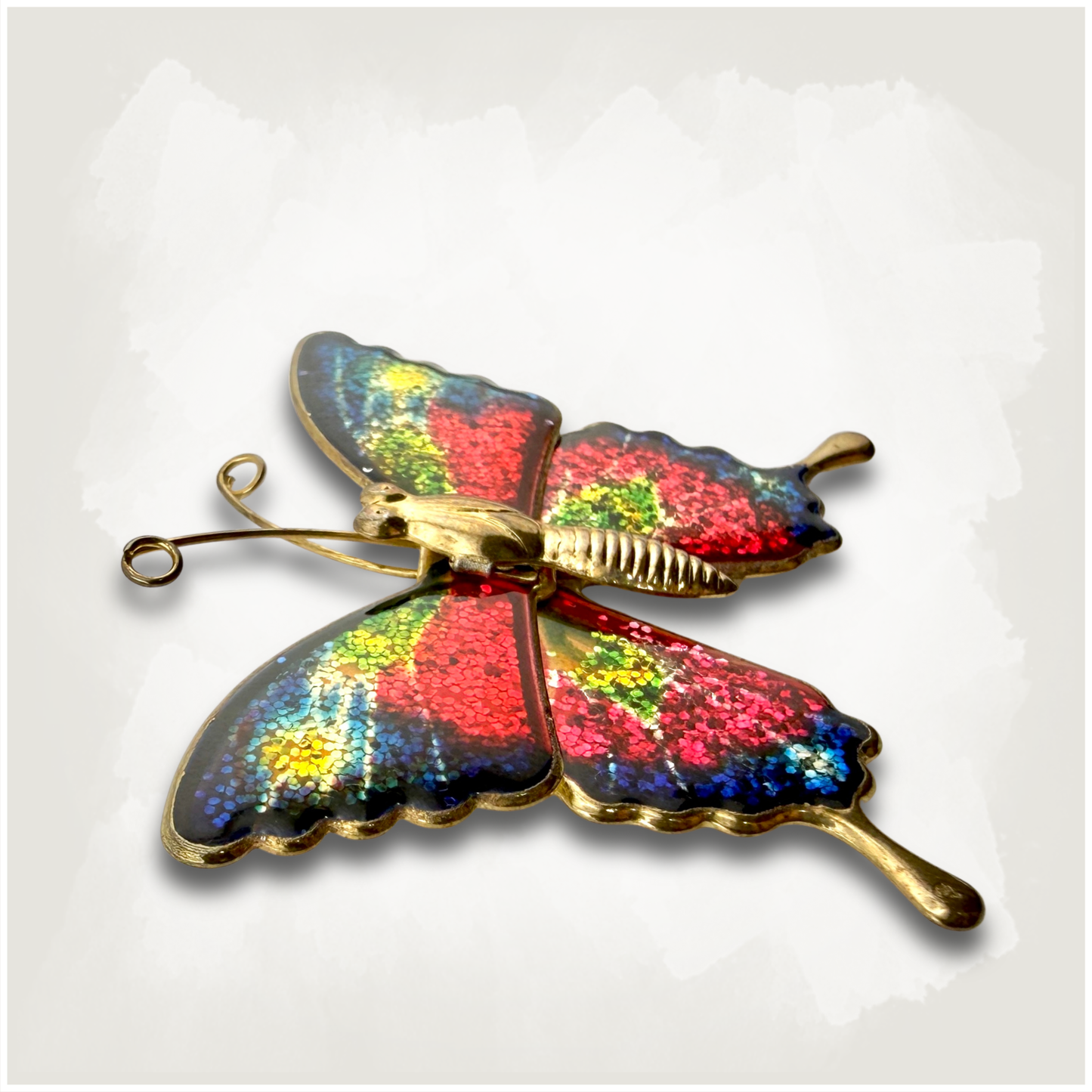 Vintage Glitter Butterfly Pin