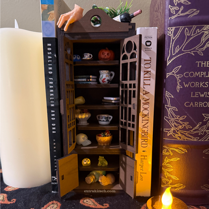 Miniature Book Nook Cabinet – Haunted Bookshelf Curio Display