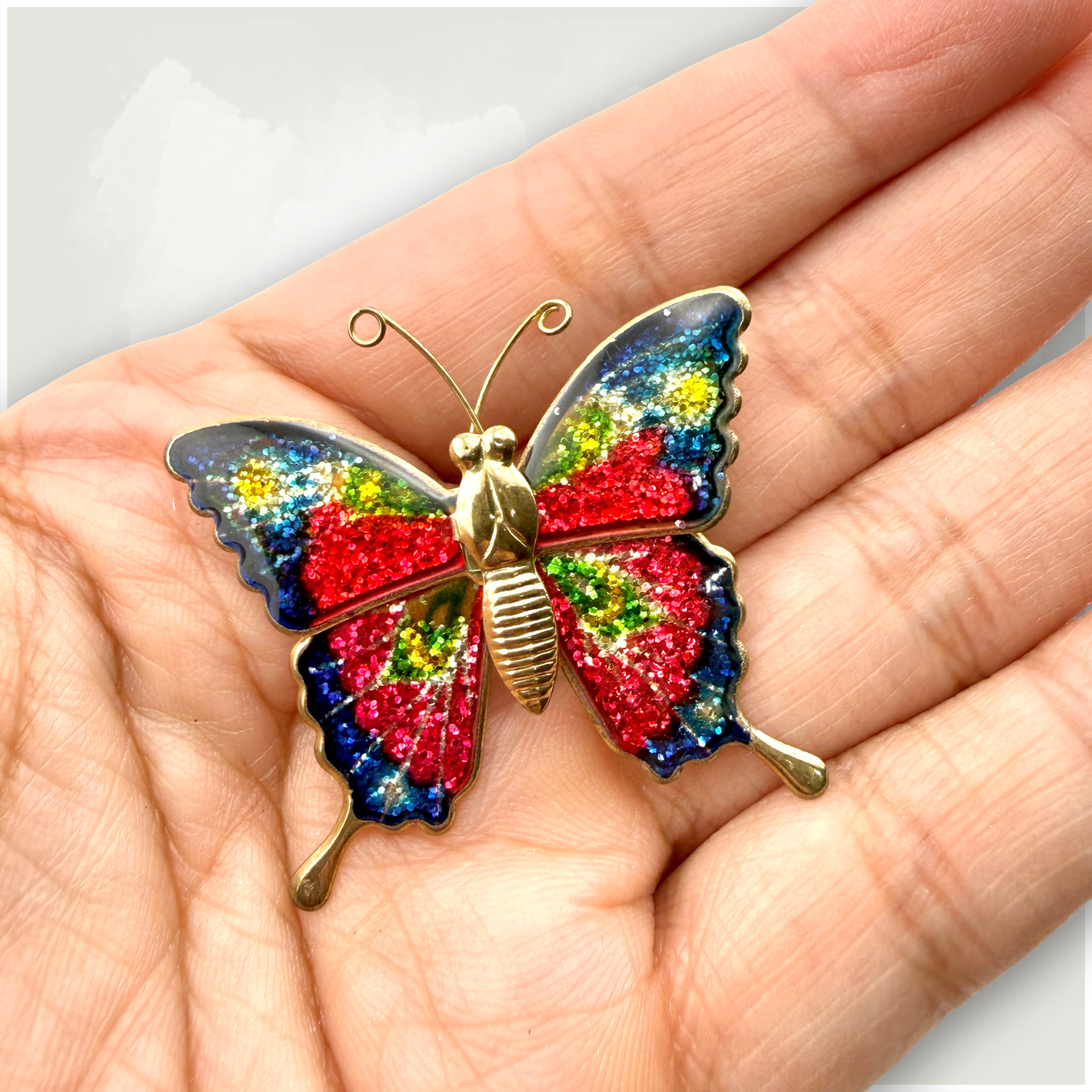 Vintage Glitter Butterfly Pin