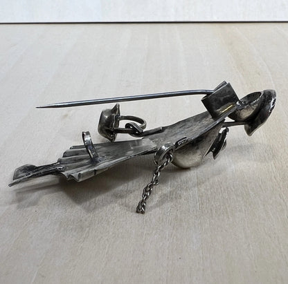 Vintage Metal Folk Art Brooch