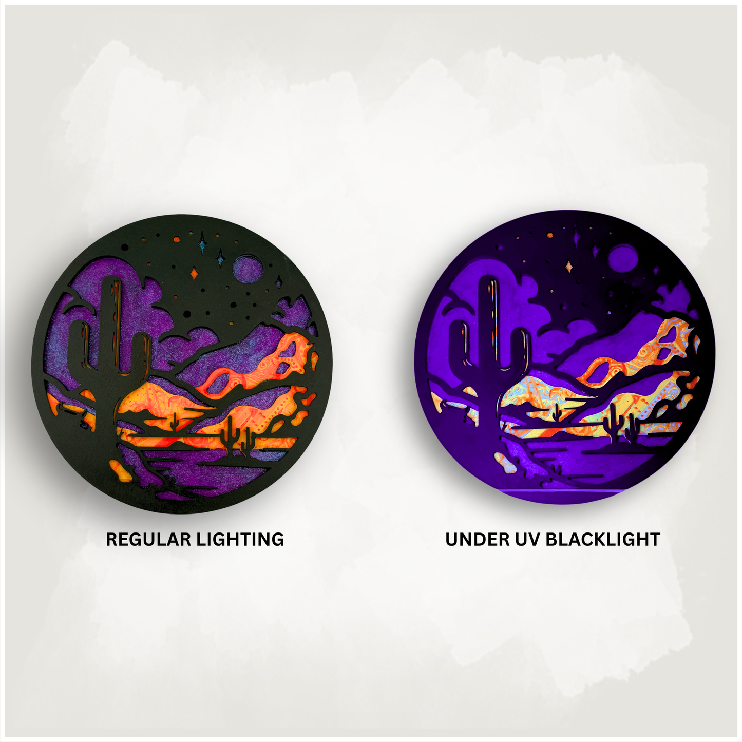 Psychedelic Trippy Desert Blacklight Wood Wall Art