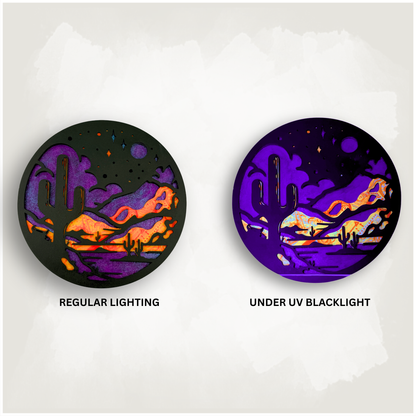 Psychedelic Trippy Desert Blacklight Wood Wall Art