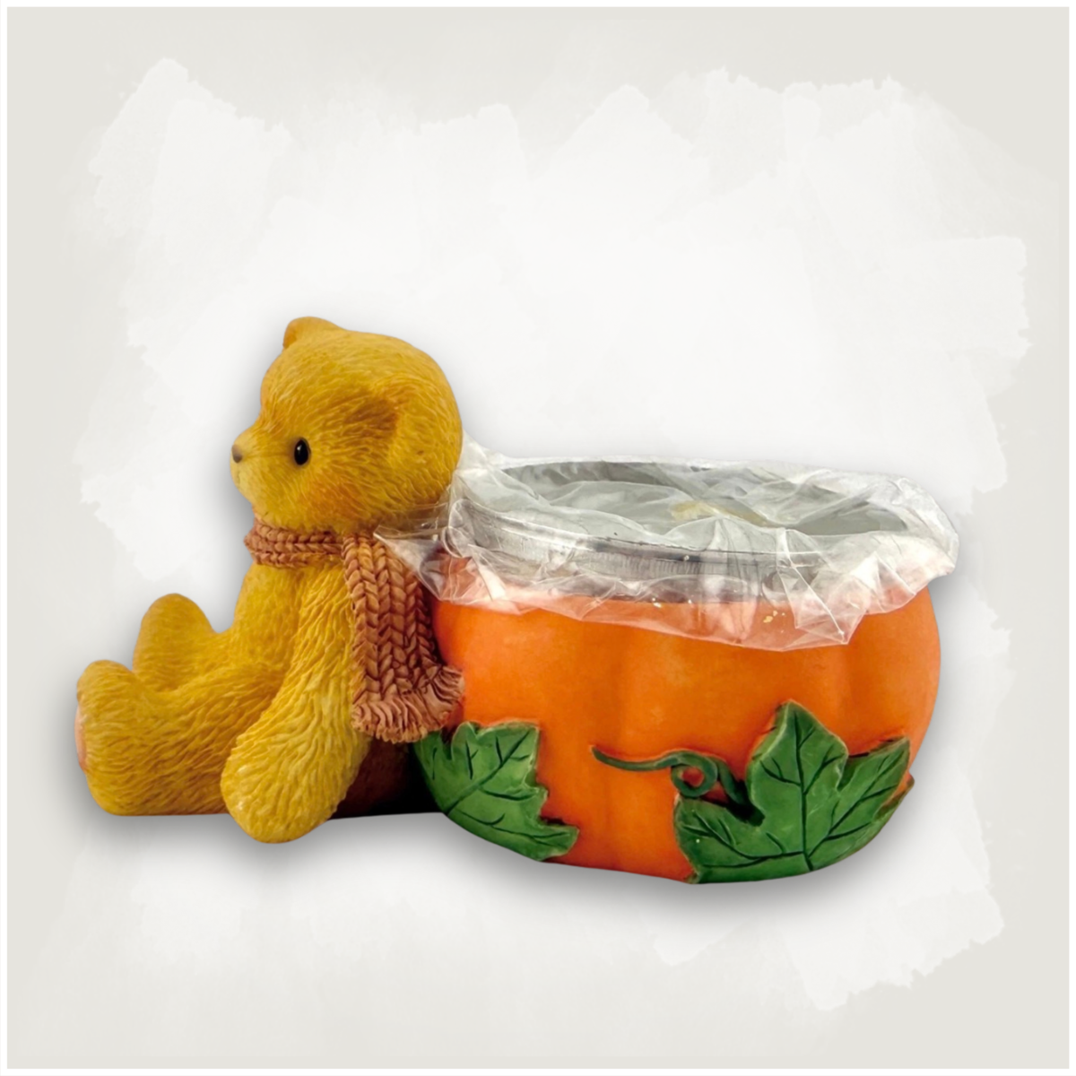 Vintage Cherished Teddies Pumpkin Candle Holder – Enesco 1998