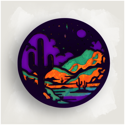 Psychedelic Trippy Desert Blacklight Wood Wall Art