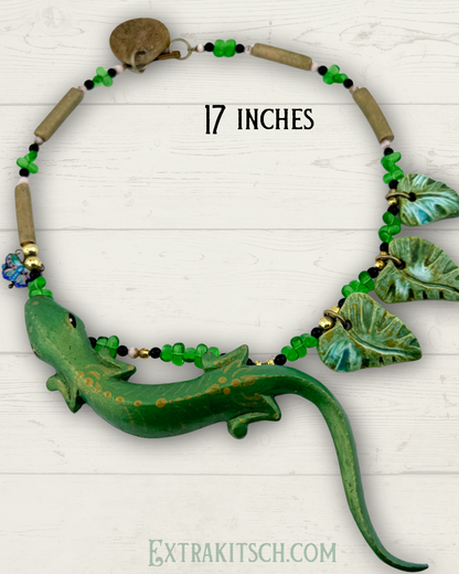 Vintage Tropical Lizard Statement Necklace