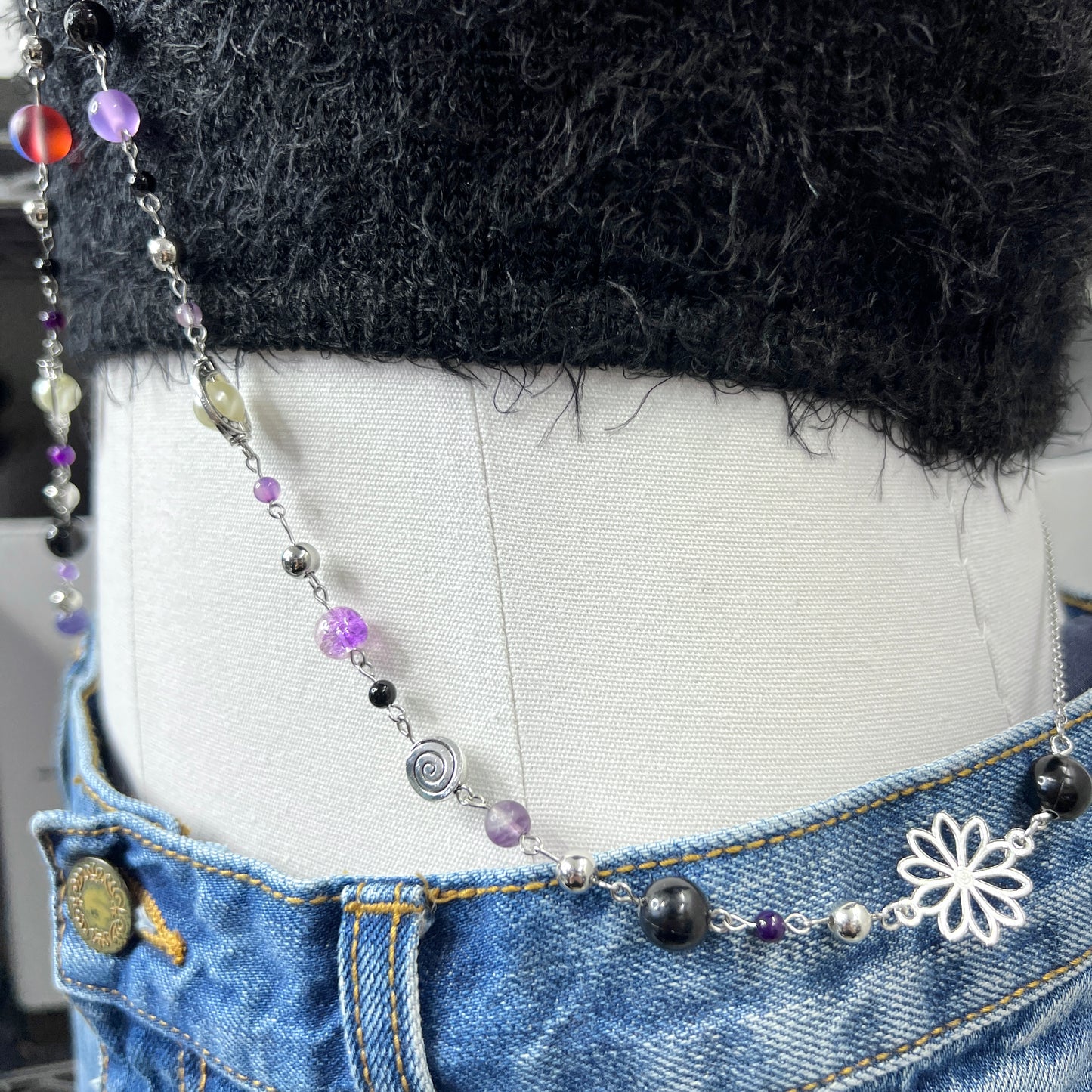 Purple Daisy Beaded Body Chain