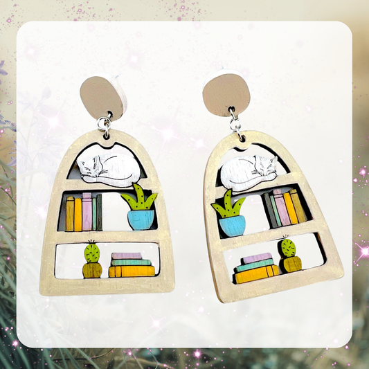 Kitty Cat Bookshelf Earrings