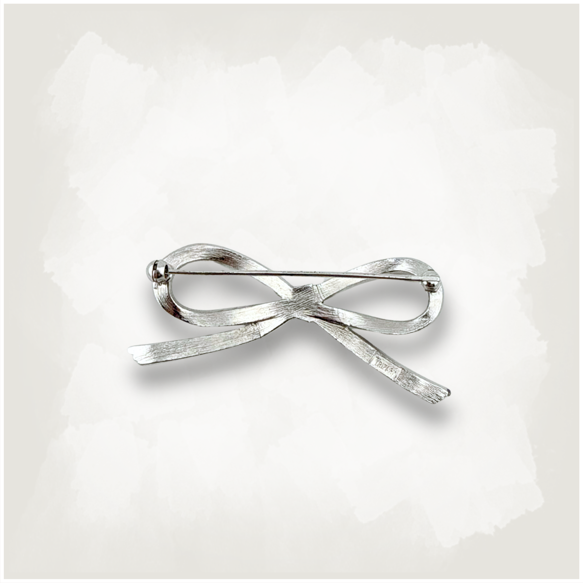 Crown Trifari Silver Tone Bow Brooch
