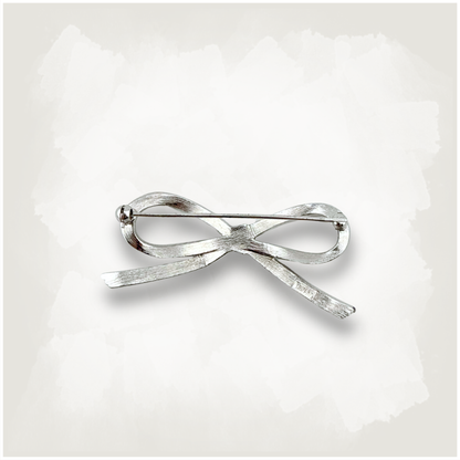 Crown Trifari Silver Tone Bow Brooch