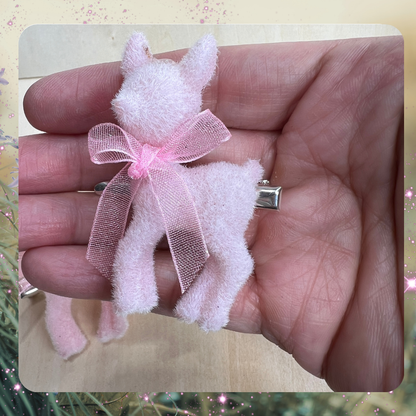 Pink Reindeer Hair Clips