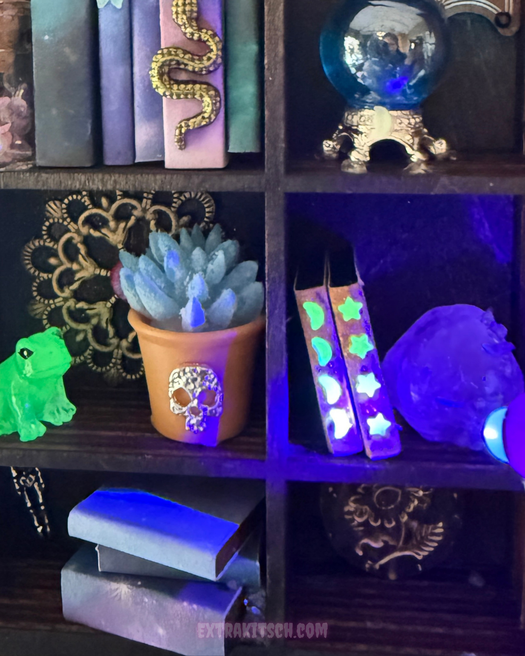 Moth Curio Shelf – Glow-in-the-Dark Miniature Shadow Box with Witchy Decor