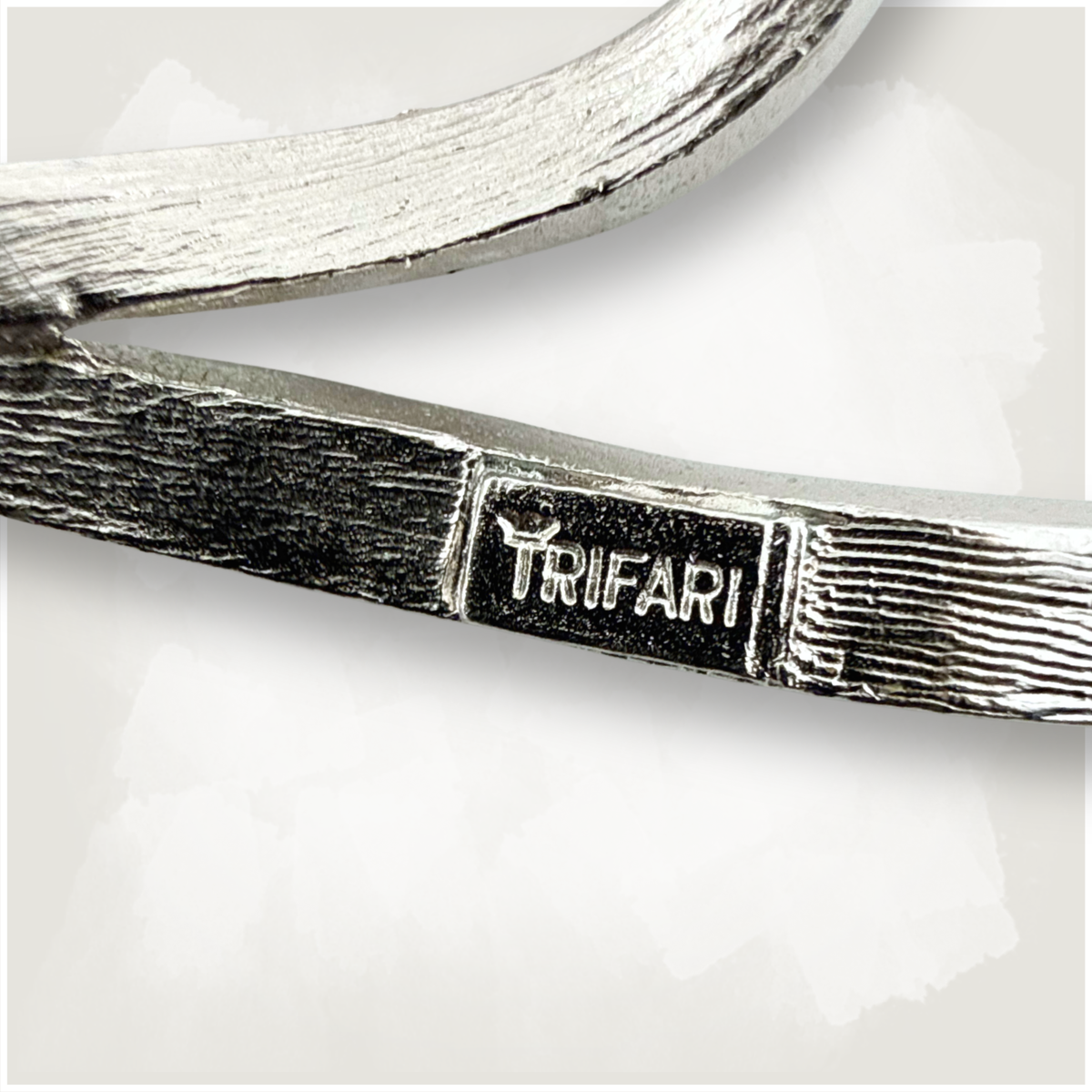 Crown Trifari Silver Tone Bow Brooch
