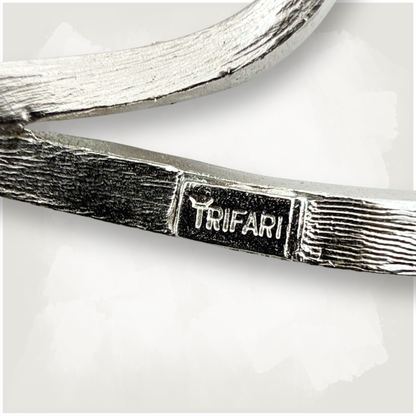 Crown Trifari Silver Tone Bow Brooch