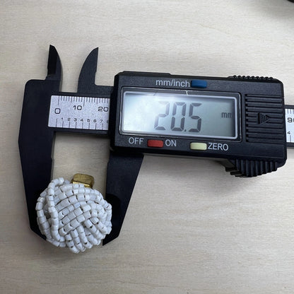 Vintage White Beaded Clip-On Knot Earrings