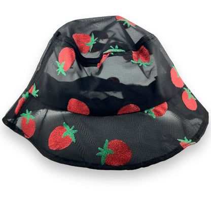 Sparkle Strawberry Mesh Summer Bucket Hat