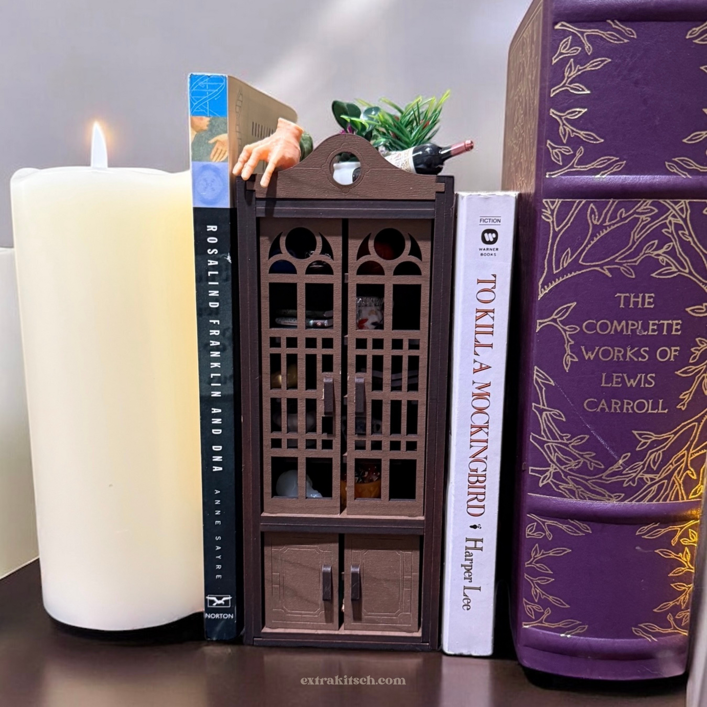Miniature Book Nook Cabinet – Haunted Bookshelf Curio Display