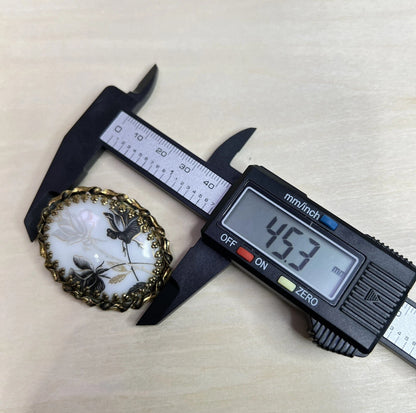 Vintage West Germany Porcelain Cameo Floral Brooch