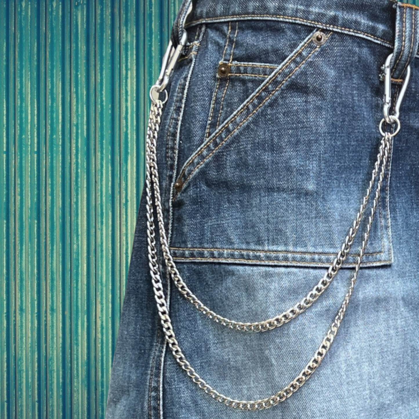 Stainless Steel Cuban Link Wallet Chain - Y2K Skater Belt Chain