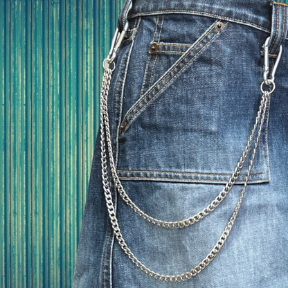 Stainless Steel Cuban Link Wallet Chain - Y2K Skater Belt Chain