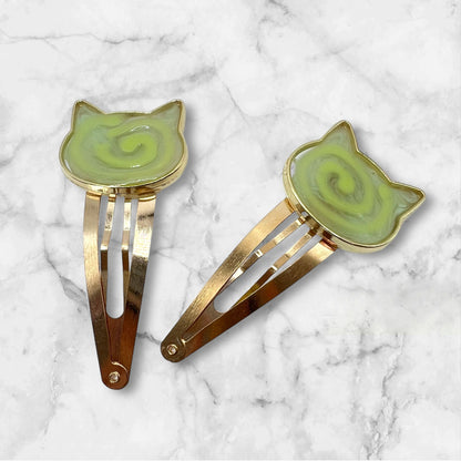 Trippy Kitty Swirly Pop Hair Clips